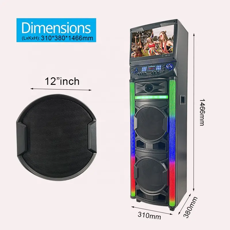 ハイパワーと15.4インチのタッチスクリーンを備えたブルートゥースのカラオケDJスピーカー