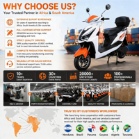 Moto électrique avec pédales tout-terrain pour utilisation agricole en Amérique du Sud, capacité de charge de 250 kg, vitesse maximale de 40-60 km/h
