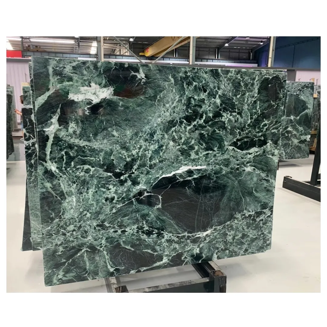 Classic Polished Italy Green Marble Verde Mare Verde Alpi Marble Slab For Luxury Villa Decoration