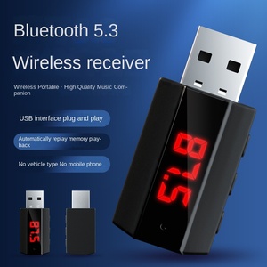 Hiển thị kỹ thuật số hợp kim nhôm <span class=keywords><strong>USB</strong></span> receiver 5.3fm Stereo Adapter âm thanh Transmitter kết nối xe Kit Auto Stereo âm thanh không dây - Product Image 1