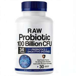 Complément enzymatique digestif végétarien probiotique bio de fabrication OEM, 100 milliards d'UFC, pour adultes, 60 capsules - Product Image 1