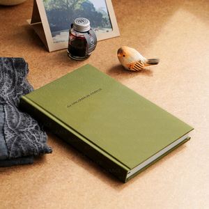 Customizable Personalization Design A5 A4 <b>A6</b> B5 Green Fabric Linen Cover Reading Journal Notebook - Product Image 1