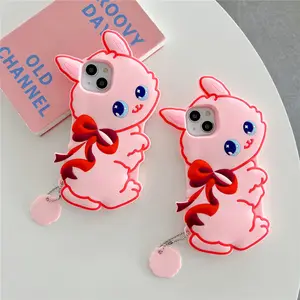 New Trending 3D Cartoon Animal Rabbit Mobile Phone Cases For Girls Shockproof Feature Silicone Phone Cover