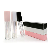 Tubes de gloss à lèvres carrés mats transparents vides pour rouge à lèvres liquide cosmétique, emballage personnalisé pour petites commandes en gros