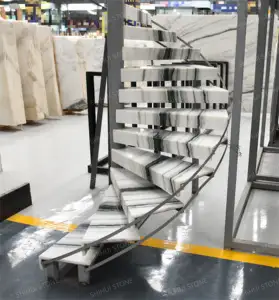 SH đá hiện đại đá cẩm thạch trắng xoắn ốc gạch độc đáo sàn đá tự nhiên cho cầu thang Bianco lassa macchia vecchia macchia vecchia - Product Image 2