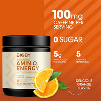 Poudre énergétique Bioby OEM Amino - Favorise la synthèse des protéines et la récupération après l'entraînement - Orange 585g 65 portions