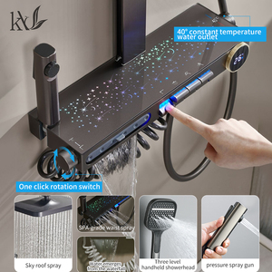 YaKe Smart LED Sterrenhemel Licht Appartement Regen Douche Waterval Pianotoets Digitaal Display Taille Massage Multifunctionele Douche - Product Image 2