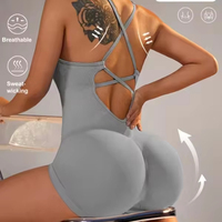 Tie Dye Sport Body Combinaison pour Femmes Sexy Creux Dos Nu Scrunch Butt One Piece Gym Outfit Sans Manches Fitness Yoga Barboteuse