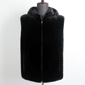 Otoño <span class=keywords><strong>Caballero</strong></span> con capucha negro <span class=keywords><strong>Chaleco</strong></span> <span class=keywords><strong>de</strong></span> piel auténtica Alta Calidad hombres <span class=keywords><strong>elegante</strong></span> <span class=keywords><strong>Chaleco</strong></span> <span class=keywords><strong>de</strong></span> visón - Product Image 5