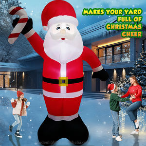 Giant 12FT Santa Holding <b>Candy</b> Christmas LED Inflatable Waterproof Light Outdoor Yard Holiday Decor for Garden Hotel Mall Party - Product Image 4