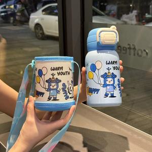 316 Stainless Steel Thermos Cup Large Capacity Cartoon Double Straw Portable For Students Back To School - Product Image 2
