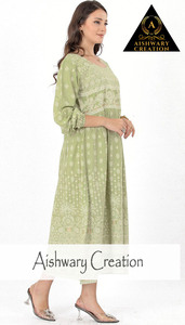 Women's Unique Floral Geometric Printed 100% Cotton Midi Dress Lace <b>Decoration</b> Maillard Custom Logo Back Detail Casual Tunic - Product Image 3