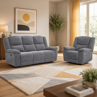 Canapé inclinable multifonctionnel pour la maison, en tissu velours gris moderne, avec cadre en bois, 3 places, électrique, avec mémoire de forme, pour le cinéma à domicile