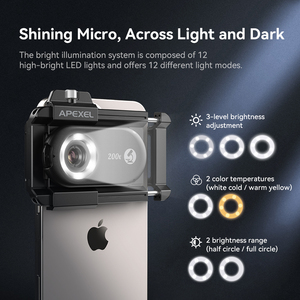 2024 새로운 도착 200X 전화 현미경은 자동으로 365nm 자외선으로 APP 절반/전체 조리개를 초점 - Product Image 3