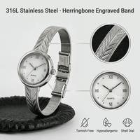 Montre-bracelet vintage en acier inoxydable argenté pour femme, étanche, à quartz, avec cadran coquille et bracelet fin
