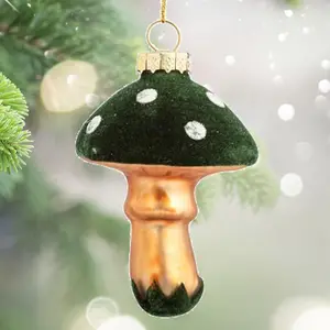 Традиционный стеклянный орнамент в форме гриба для украшения рождественской елки экологичный
