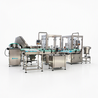 Machine de remplissage, bouchage, capsulage et étiquetage automatique de flacons carrés de 50 ml et 100 ml pour boissons, ligne d'embouteillage PLC haute précision