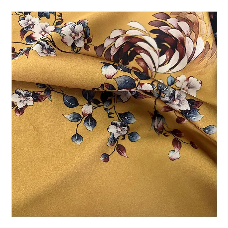 Spandex saten gül çiçek desen tasarımcı kumaş saten elbise çiçek baskılı saten kumaş