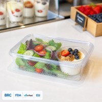 Contenant à charnière en PET haute transparence, jetable, de qualité alimentaire, anti-fuite, pour yaourt, mousse et pouding