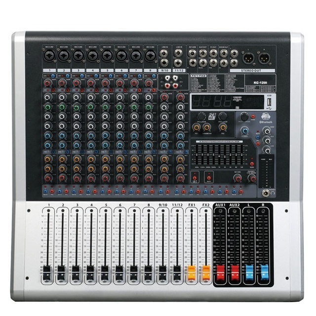 KC-160i 16-Channel Professional USB Blue-tooth Audio Mixer DJ Controller Console for Audio Professionals Blue Tone