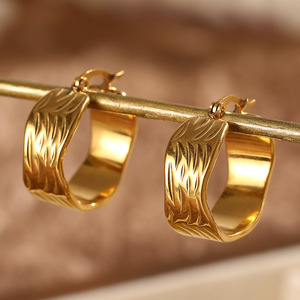 Boucles d'oreilles créoles OAHLAN en acier inoxydable et alliage de zinc, plaquées <span class=keywords><strong>or</strong></span> 18 carats, avec perles et zircons cubiques, pour femme, cadeau de fêtes - Product Image 5