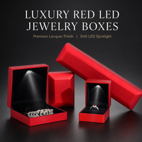 Boîte à bijoux lumineuse en promotion, présentoir de rangement pour bijoux avec LED, grande boîte cadeau pour bijoux violette avec lumières