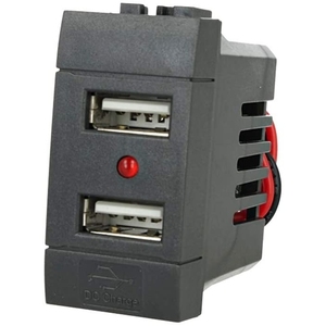 SANDASDON SD81760 Module de chargeur mural double USB 5V 1A Noir Type-C Charge rapide Compatible Bticino Living International Box - Product Image 1