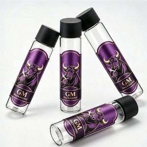 Tube à cigares en verre borosilicate personnalisé en usine, 116 mm, 120 mm, avec couvercle à sécurité enfant, tube de pré-emballage de luxe en verre avec autocollant - Product Image 2