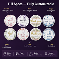 Étiquettes personnalisées avec logo imprimé pour l'emballage, autocollants en vinyle imperméables, impression d'étiquettes en feuille d'or, étiquettes rondes en rouleau