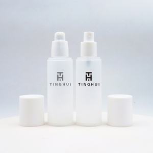 Flacon pompe airless cosmétique givré blanc en plastique format voyage 15ml 30ml 50ml 80ml 100ml pour crème de soin - Product Image 6