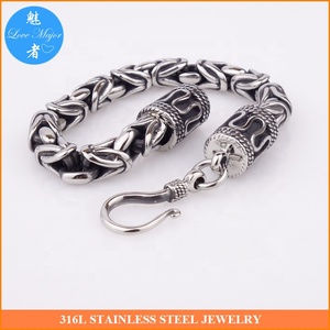 Classico antico <span class=keywords><strong>Inox</strong></span> <span class=keywords><strong>Design</strong></span> bizantino catena pesante in acciaio <span class=keywords><strong>Inox</strong></span> gioielli bracciale per gli uomini e le donne - Product Image 2