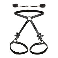 Ensemble de bondage gothique OEM-Ceinture en Y en cuir réglable pour femme avec menottes détachables, accessoires de lingerie Clubwear