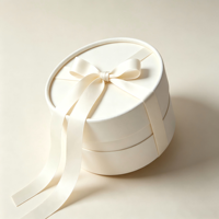 Boîte d'emballage cylindrique minimaliste en papier artisanal de qualité supérieure, couleur crème |   Cadeau personnalisable avec laminage brillant UV