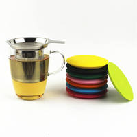 Infuseur à thé en verre borosilicate sans plomb de 12 oz, tasse à thé en verre avec infuseur amovible et couvercle en verre