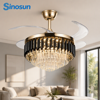 Ventilateur de plafond LED en cristal avec télécommande, moteur DC, 3 pales de 42 pouces, variateur d'intensité, prix compétitif OEM/ODM pour salon moderne