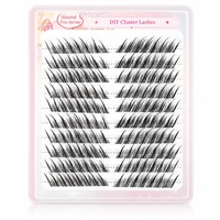 Extensions de cils en grappe effet œil de renard incliné, style œil de chat, vaporeux et pointus, pour pose DIY, marque privée, vente en gros
