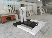 Monument funéraire de style européen en granit noir naturel et marbre blanc pour cimetière commémoratif