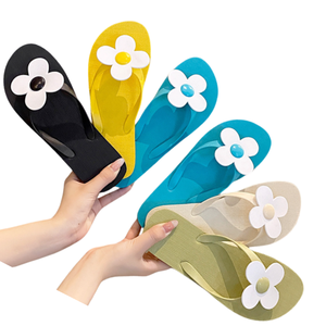 Chanclas Personalizadas de Flores para Mujer para Verano, Sandalias Ligeras de PVC con Diseñ<span class=keywords><strong>o</strong></span> Plano, Suave y Estampado para Playa y Exteriores - Product Image 4