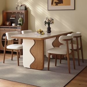 Dongshi <b>Solid</b> <b>Wood</b> Dining <b>Table</b> Rectangle Stable Combination Furniture For Home Use - Product Image 2