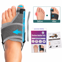 Penyangga Bunion Nilon yang Dapat Disesuaikan 2Pcs Korektor Bunion Wanita Pria Pelurus Jari Kaki Besar Pelat Fiksasi 2-Sudut Anti-Selip Ganda