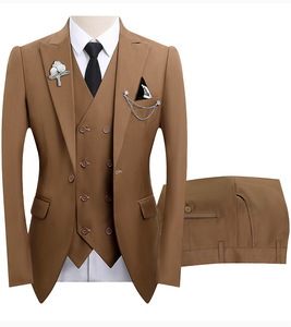 Abito da <span class=keywords><strong>uomo</strong></span> slim-fit a tre pezzi con perline, monopetto, collo a revers, in poliestere, per matrimonio, sposo, testimone o abito da lavoro - Product Image 6