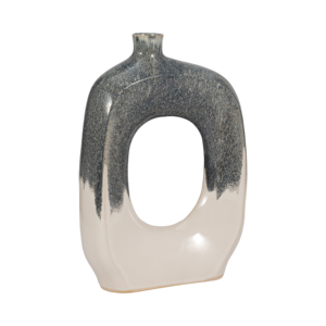 Vaso in Ceramica Curvo con Ritagli, Design Bicolore per Arredamento Soggiorno, Camera da Letto, Ufficio - Product Image 3