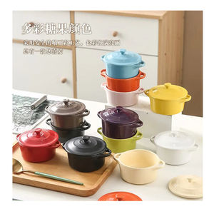 Grès Cuisson Crème Brulée Pudding Ramequin Céramique Dessert Crème Glacée Bol Petit Yaourt Pudding Tasse Avec Couvercle - Product Image 1