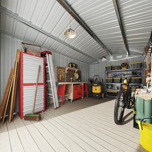 Abri <span class=keywords><strong>de</strong></span> <span class=keywords><strong>jardin</strong></span> extérieur 10 x 12 pieds avec grande porte à double charnière, abri <span class=keywords><strong>de</strong></span> <span class=keywords><strong>jardin</strong></span> utilitaire avec porte verrouillable et toit incliné, abris métalliques - Product Image 2