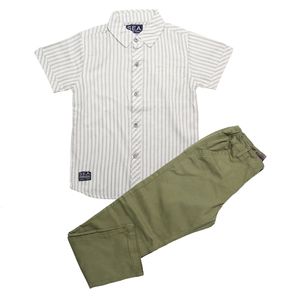 Set di Camicia e Pantaloni a Righe in Tessuto 100% Cotone per Ragazzi, Vendita all'Ingrosso - Product Image 4