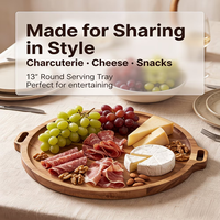 Plateau à fromage et plateau de service en bois avec poignées latérales pour apéritifs, pain, fruits et collations, plateaux de luxe en bois