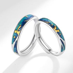 2Pcs/<b>Set</b> Silver Color and Fox Couple <b>Rings</b> Adjustable <b>Ring</b> Lover Anniversary Gift for Women <b>Men</b> Jewelry - Product Image 2