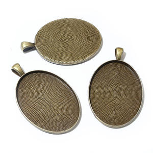 INTODIY Time Stone 30x40mm Innen durchmesser Elliptische Legierung Anhänger Basis Schmuck Schlüssel bund Halskette Leere Basis Harz Zubehör - Product Image 4