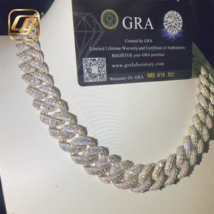 VVS Moissanite Diamond Pass Diamond Tester Hip Hop Jewelry Sterling Silver 925 Hip Hop 18MM <b>Iced</b> <b>Out</b> Cuban Link <b>Chain</b> Necklace - Product Image 2