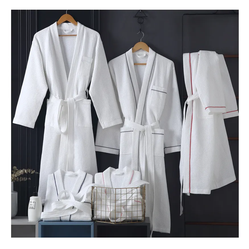 Personnalisé gaufre peignoir hôtel enfants filles rose peignoirs gaufre kimono gaufré peignoir de bain pour hôtels